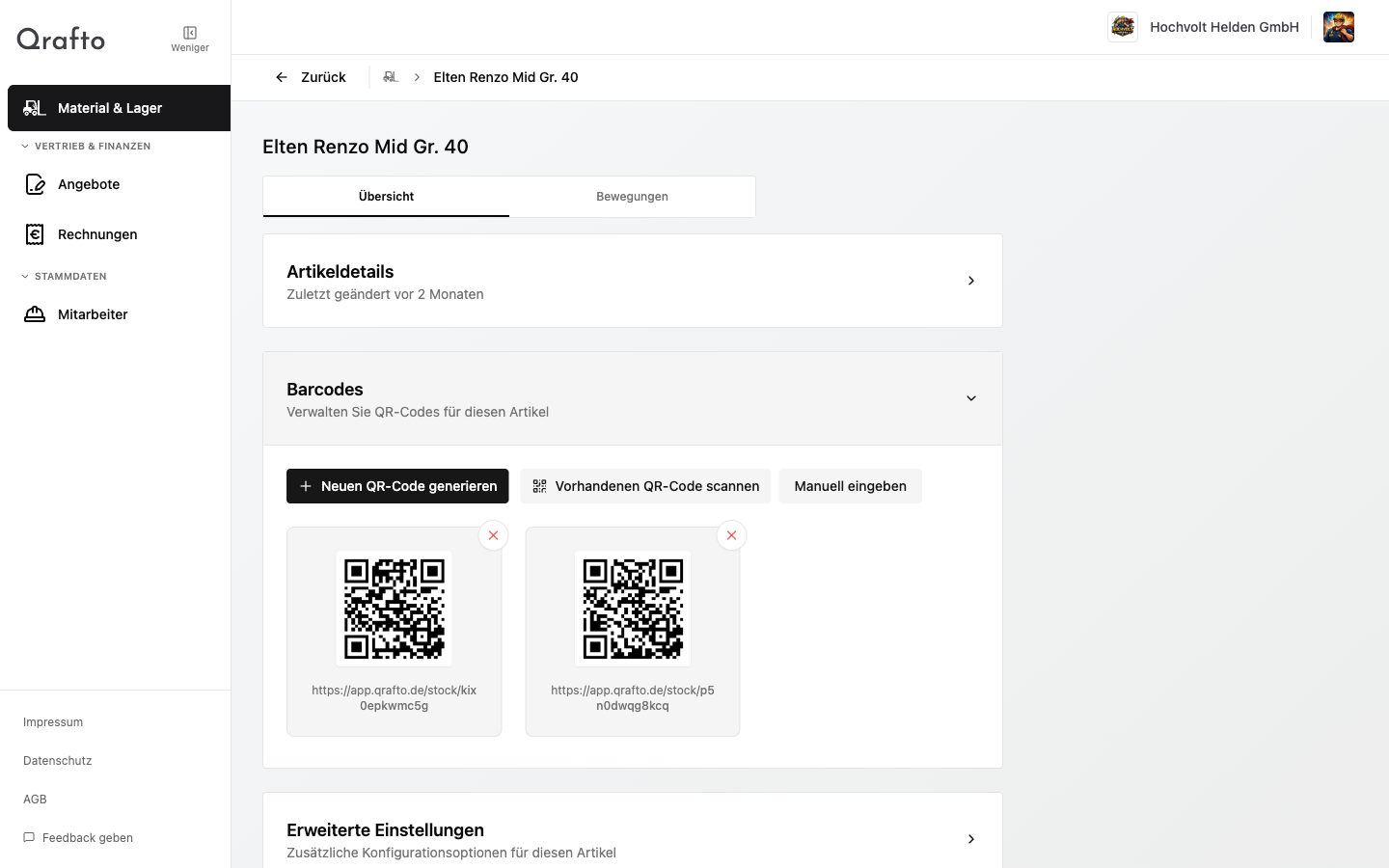 QR-Codes für jeden Artikel